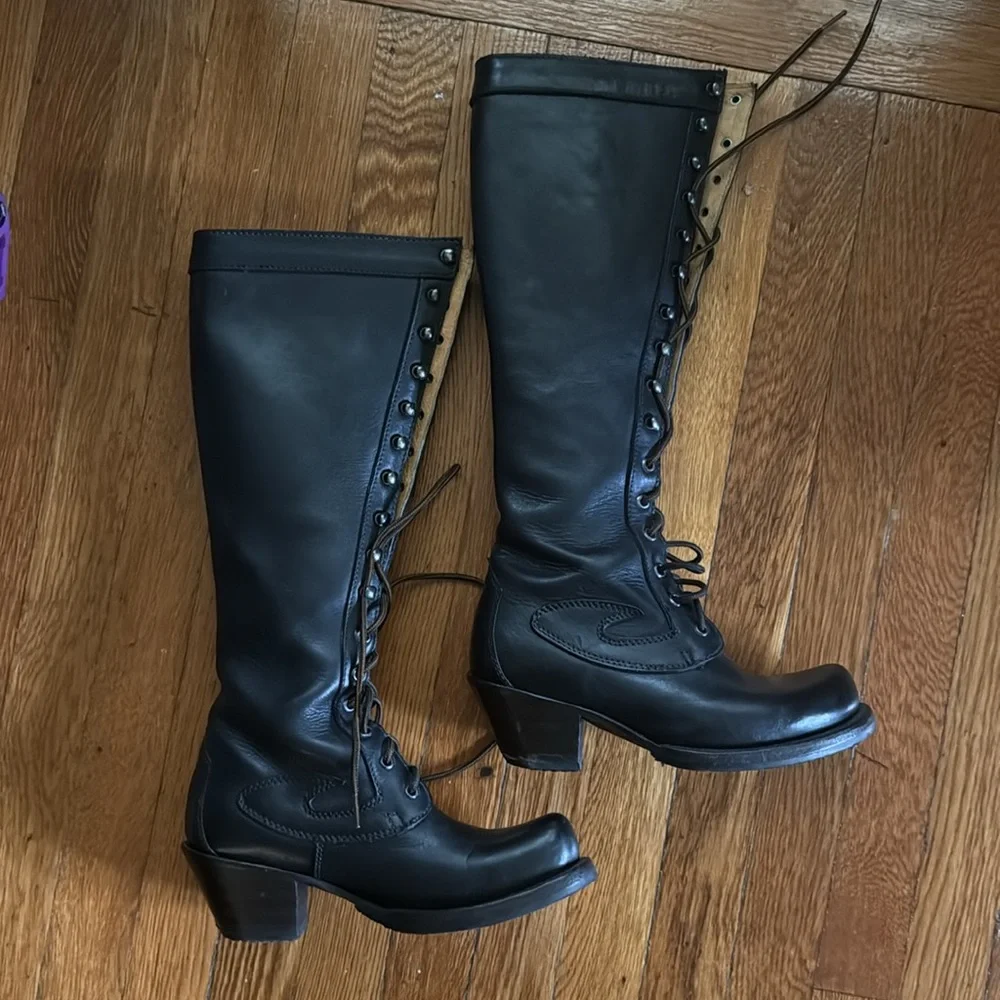 John Fluevog Frontier High Lace Up Boots 8 - Picture 6 of 11